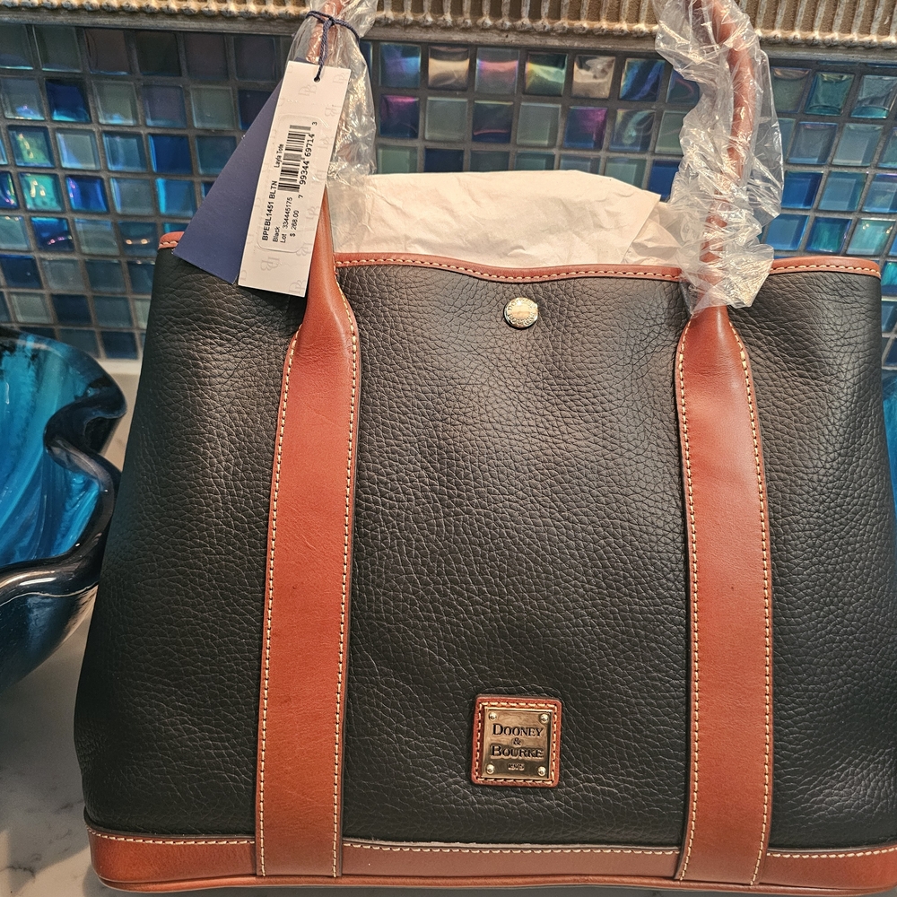 Dooney & Bourke Discontinued Layla Jumbo Black and Brown Leather Tote